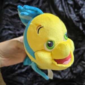 Disney Parks OS Flounder Plush Stuffed Animal Yellow Blue